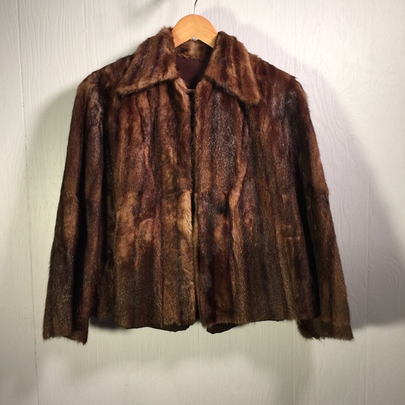 Vintage Jackets & Blazers - Vintage real fur coat brown